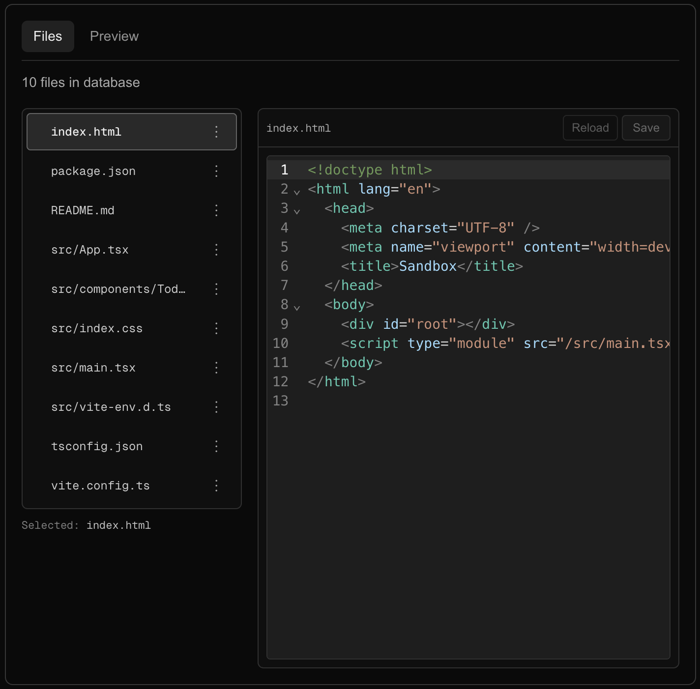 Workspace file tree: template paths loaded from `FileEntry`, not disk
